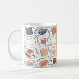 Boeken, kaarsen en thee koffiemok