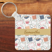 Boeken, kaarsen en thee sleutelhanger (Voorkant)