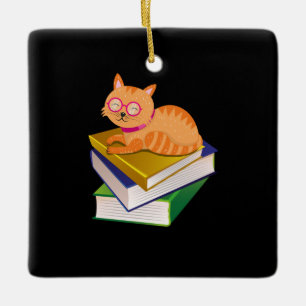 Boeken - Kat en boeken Book Lover Gift Keramisch Ornament