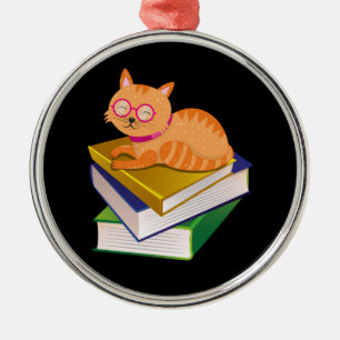 Boeken - Kat en boeken Book Lover Gift Metalen Ornament