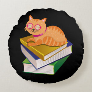 Boeken - Kat en boeken Book Lover Gift Rond Kussen