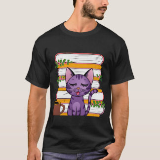 Boeken, katten en koffie t-shirt