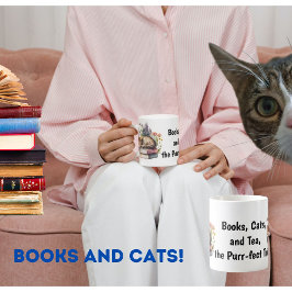 Boeken, katten en thee boek liefhebber, kat eigena koffiemok
