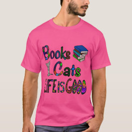 Boeken Katten Leven Is Goed Heren T-Shirt