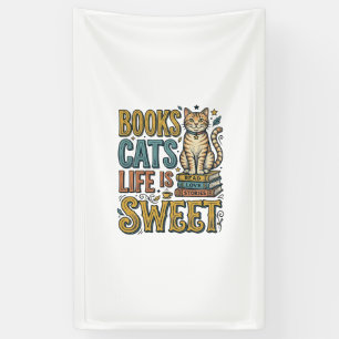 Boeken Katten Leven Is Zoet Vintage Kat Lezer Desi Spandoek