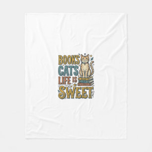 Boeken Katten Leven Is Zoet Vintage Kat Lezer Ontw Fleece Deken