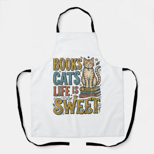 Boeken Katten Leven Is Zoet Vintage Kat Lezer Ontw Schort