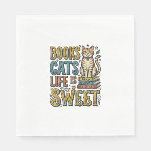 Boeken Katten Leven Is Zoet Vintage Kat Lezer Ontw Servet