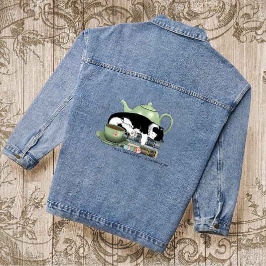 Boeken Katten Thee Schattige Denim Jacket