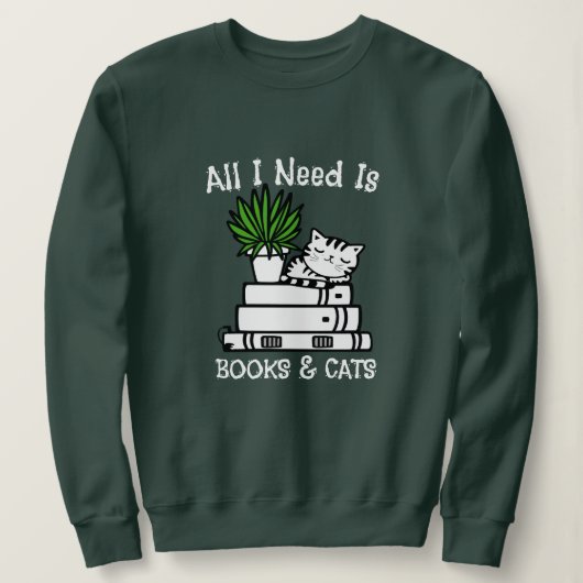 Boeken- & Kattenliefhebbers Sweatshirt - Grappig S (Design voorkant)