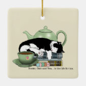 Boeken Kattenthee Schattige Keramisch Ornament (Achterkant)