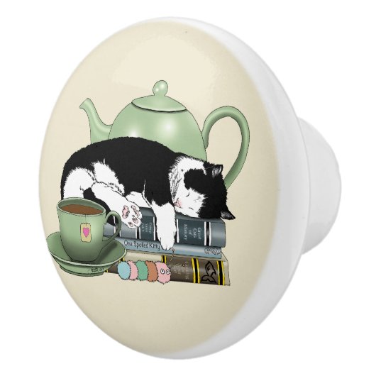 Boeken Kattenthee Schattige Keramische Knop (Rechts)