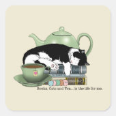 Boeken Kattenthee Schattige Vierkante Sticker (Voorkant)