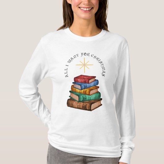 Boeken Kerstboom Alles wat ik wil T-shirt (Voorkant)