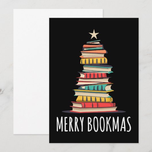Boeken Kerstboom Gelukkig Boekenkerstfeest Kaart (Voorkant / Achterkant)
