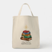 Boeken Kerstboom Leraar Gepersonaliseerde Canvas t Tote Bag (Achterkant)