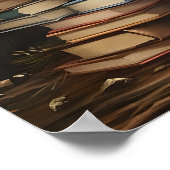 Boeken Kerstboom Print, Winter Rustiek Poster (Hoek)