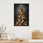 Boeken Kerstboom Print, Winter Rustiek Poster (Keuken)