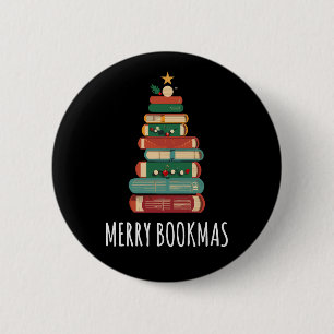 Boeken Kerstboom Vrolijke Boeken Ronde Button 5,7 Cm