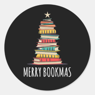 Boeken Kerstboom Vrolijke Boeken Ronde Sticker