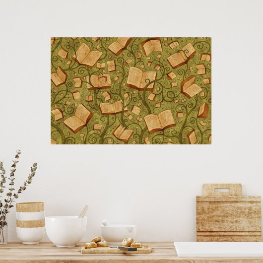 Boeken (Kleur 3) Poster (Keuken)