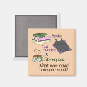 Boeken, knuffels en theebakken magneet (Voorkant / Achterkant)