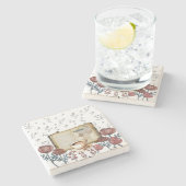  boeken, koffie, bloemen, rozen klassieke kunst. stenen onderzetter (Zijkant)