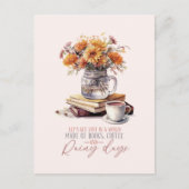 Boeken, koffie en regenachtige dagen briefkaart (Voorkant)