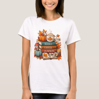 Boeken, Koffie & Pompoenen Herfst T‑Shirt T-shirt