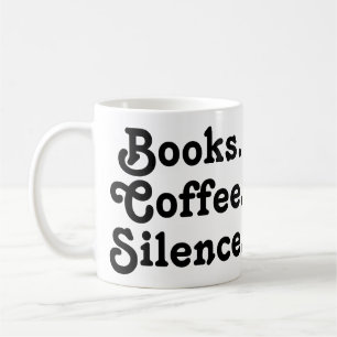 “Boeken. Koffie. Stilte." Minimalistisch Koffiemok