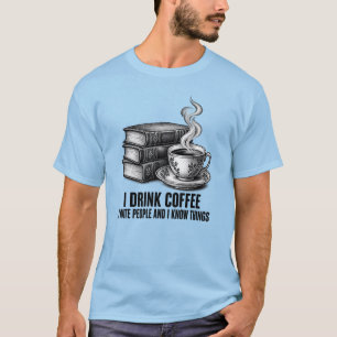 Boeken & koffie vintage gravure t-shirt