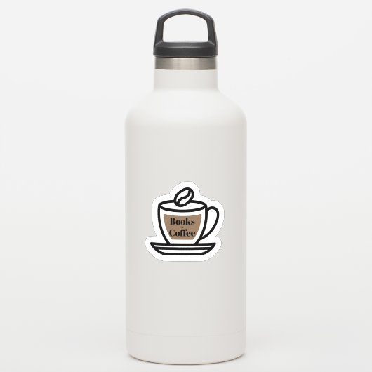Boeken & Koffieoverzicht Sticker (Waterfles)