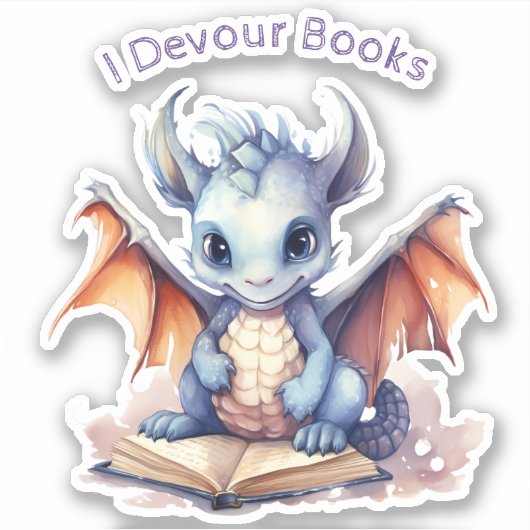 *~* Boeken Lezen Baby Dragon - AP88 I DEVOUR Sticker (Voorkant)
