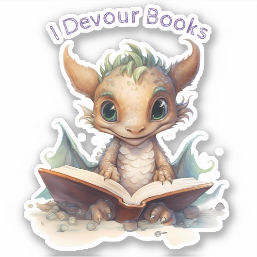 *~* Boeken Lezen Baby Dragon - I DEVOUR AP88 Sticker (Voorkant)