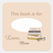 Boeken lezen Gepersonaliseerde Kinder Boekenplaat Vierkante Sticker (Voorkant)