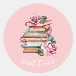 Boeken lezen goed gedaan lesgeven klassiek ronde sticker