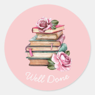 Boeken lezen goed gedaan lesgeven klassiek ronde sticker