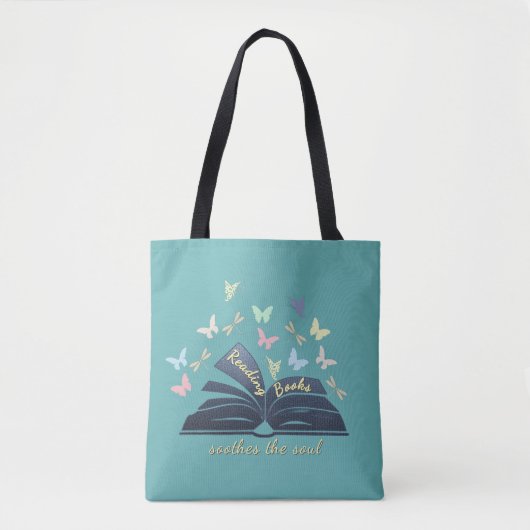 Boeken lezen kalmeert de ziel tote bag (Voorkant)