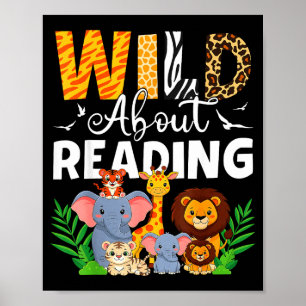 Boeken lezen lezer bibliothecaris wilde dieren lie poster