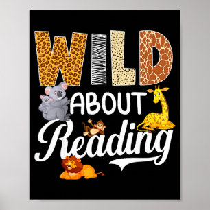 Boeken lezen lezer bibliothecaris wilde dieren lie poster