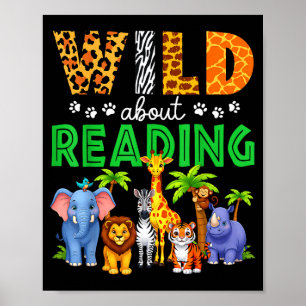 Boeken lezen lezer bibliothecaris wilde dieren lie poster