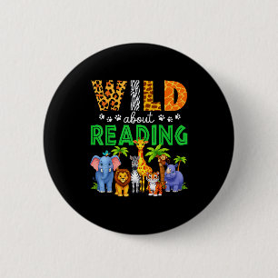 Boeken lezen lezer bibliothecaris wilde dieren lie ronde button 5,7 cm