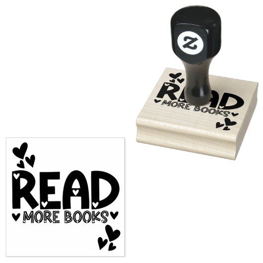 Boeken lezen met liefde rubberstempel (Gestempeld)
