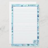 Boeken lezen Pastel Blue Lined Briefpapier (Voorkant / Achterkant)