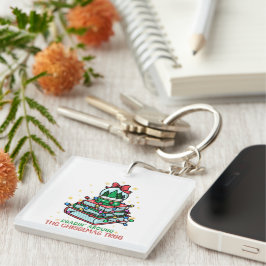 Boeken lezen rond de kerstboom Boekenwurm Sleutelhanger