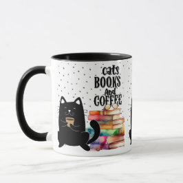 Boeken lezen Schattige zwarte kattenkoffie Mok
