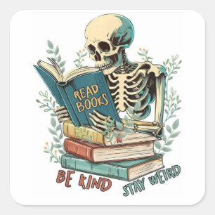 Boeken lezen vierkante sticker