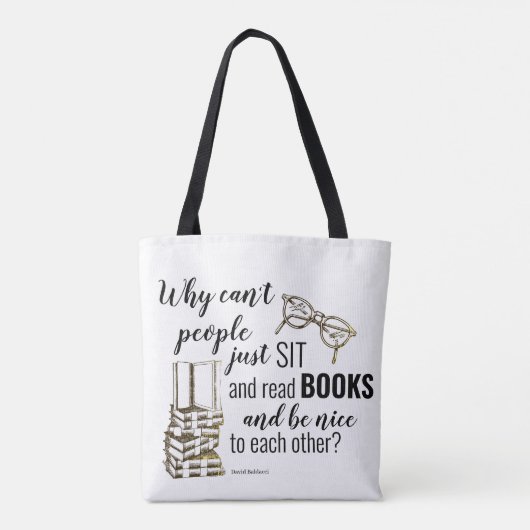 Boeken lezen. Wees aardig voor elkaar. Tote Bag (Achterkant)