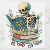 Boeken lezen wijn etiket (Enkel label)