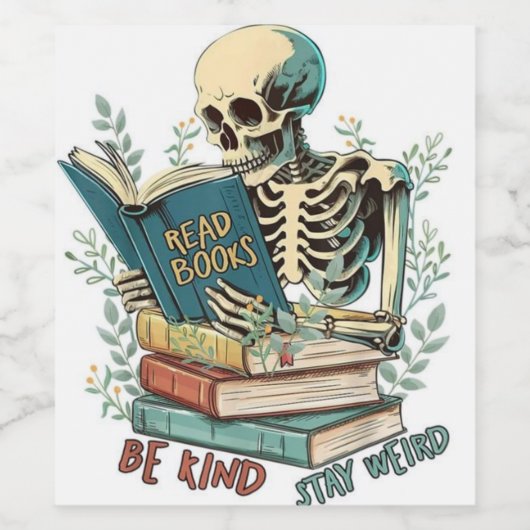 Boeken lezen wijn etiket (Enkel label)